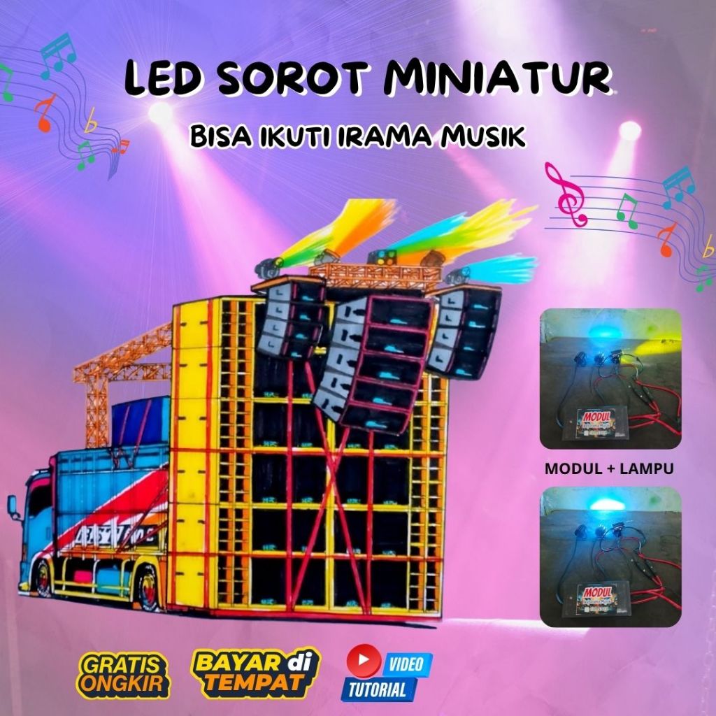 LED SOROT MINIATUR SOUND HOREG, BISA IKUTI IRAMA MUSIK, 6 Chanel dan 3 chanel