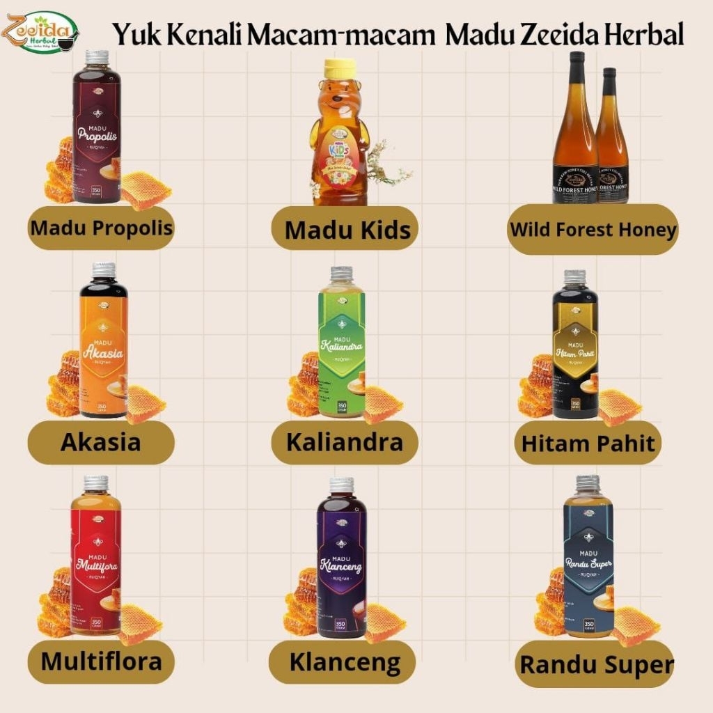 

MADU MURNI ZEEIDA HERBAL | Madu Kaliandra Propolis Randu Super Hitam Pahit | Madu Zeeida