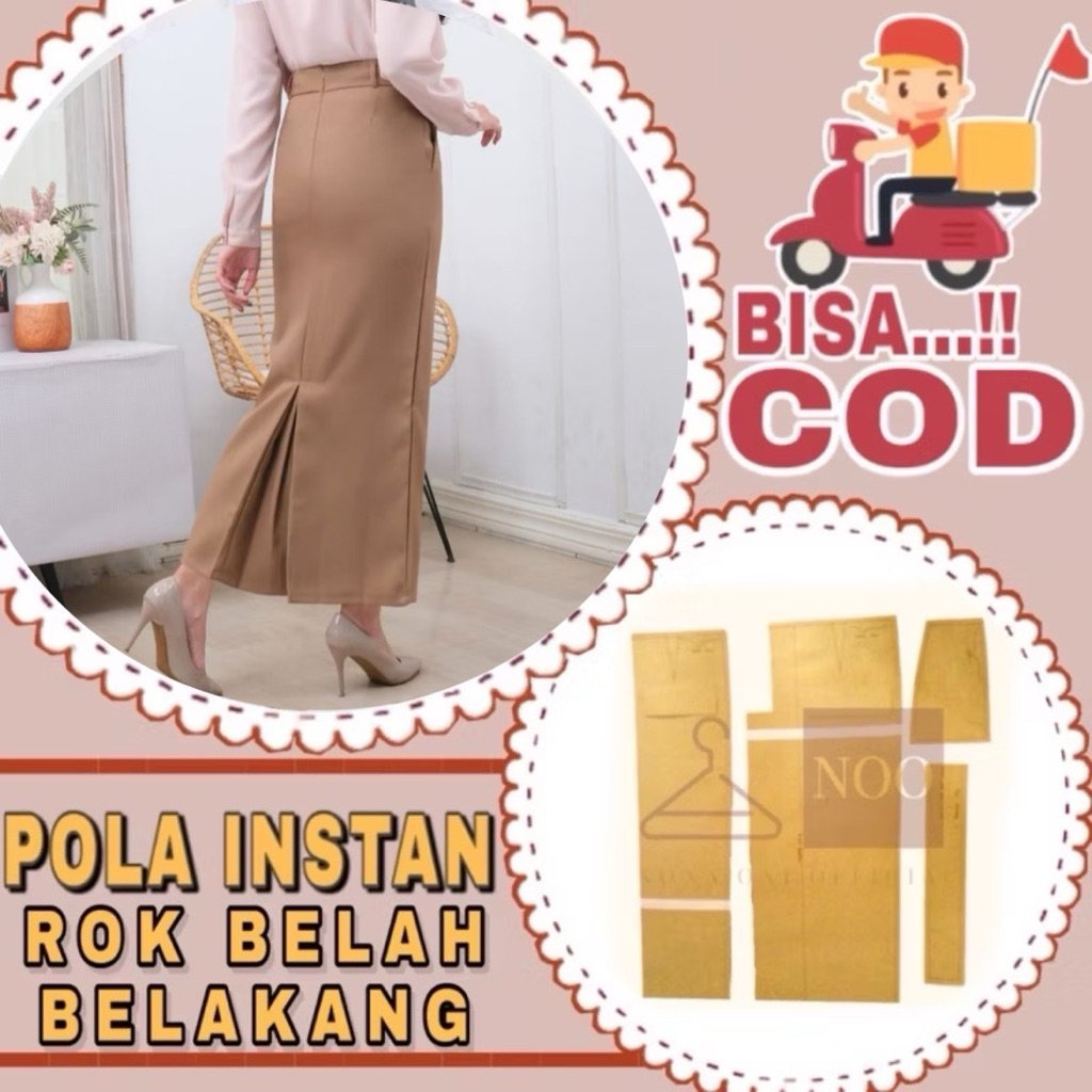 BISA COD✔️ Pola instan rok belahan belakang - Pola jiplak rok span panjang - pola jahit rok span bel