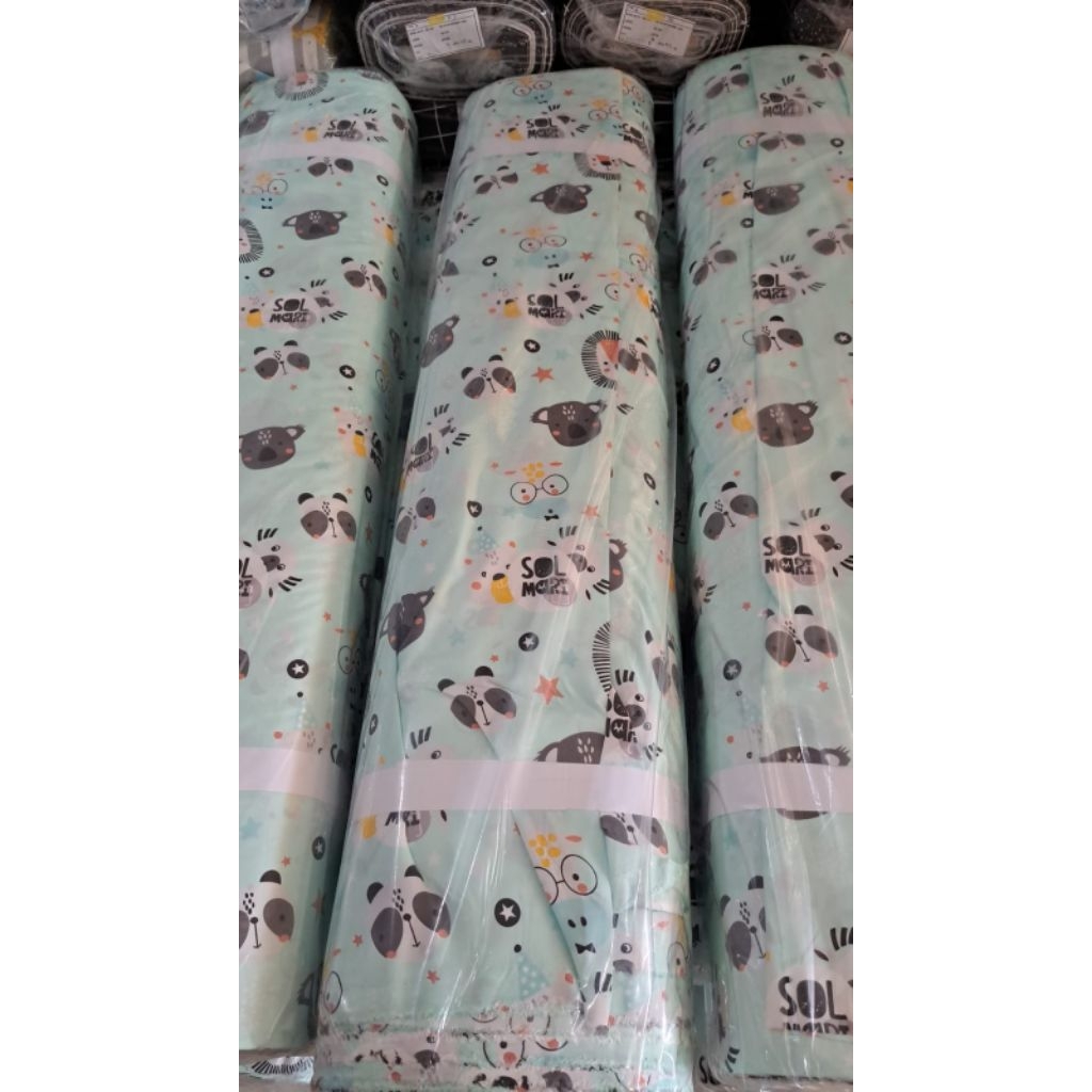 KAIN BAHAN SPREI PIYAMA DORAEMON DISPERSE MIKROTEX KARAKTER KARTUN ANAK  1METERAN LEBAR 240 CM