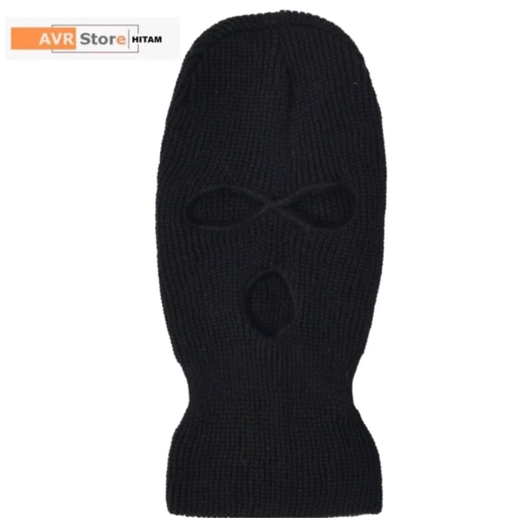 Balaclava Ski Mask Face Mask Winter Cap 3 Hole Balaclava Hitam