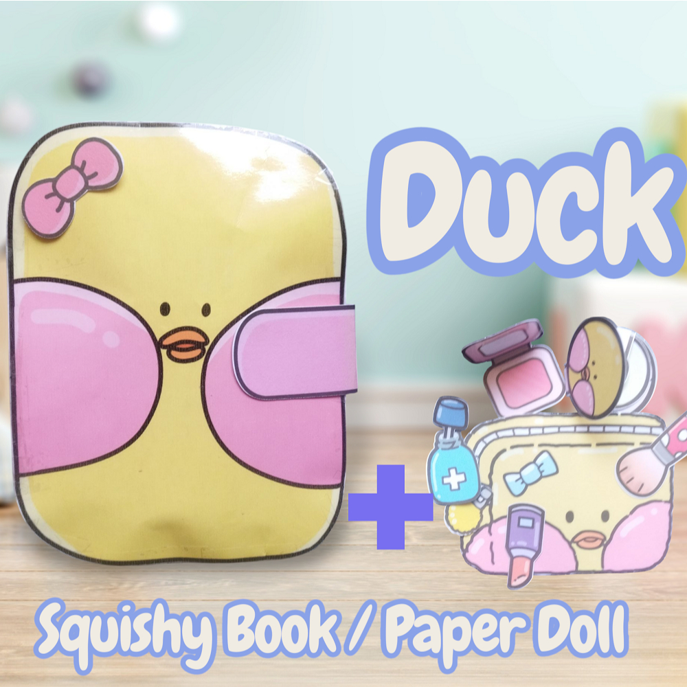 [laminasi] Squishy Book Paper Doll bebek lucu duck house make up mainan anak DIY