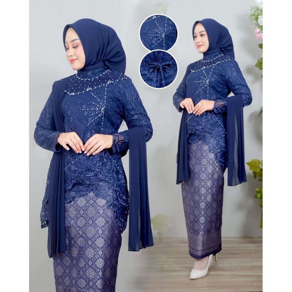 SM Kebaya / Kebaya Rosella Selendang Payet Setelan Songket / Kebaya Wisuda Modern / Kebaya Pesta Mew