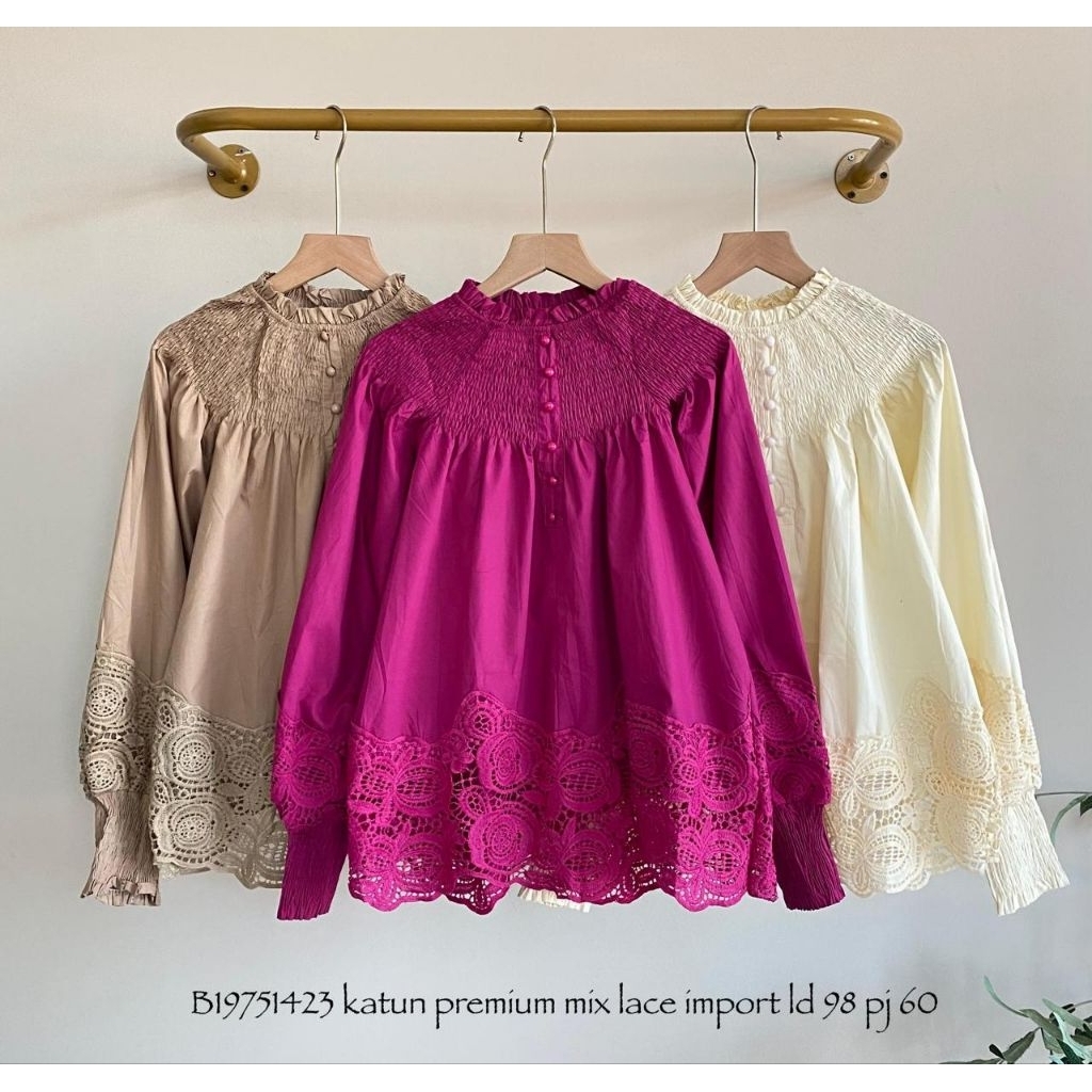 Blouse katun mix renda premium import bkk