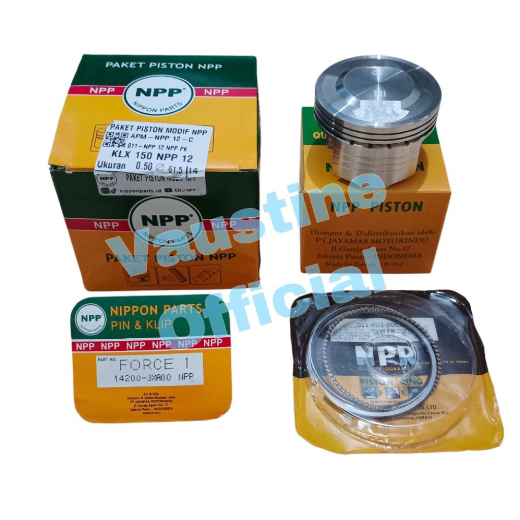 PISTON KIT DOME RUBAHAN PAKET KLX 150 NPP 12 PEN 14 DIAMETER 61 61.5 62 62.5 63 ORI NPP
