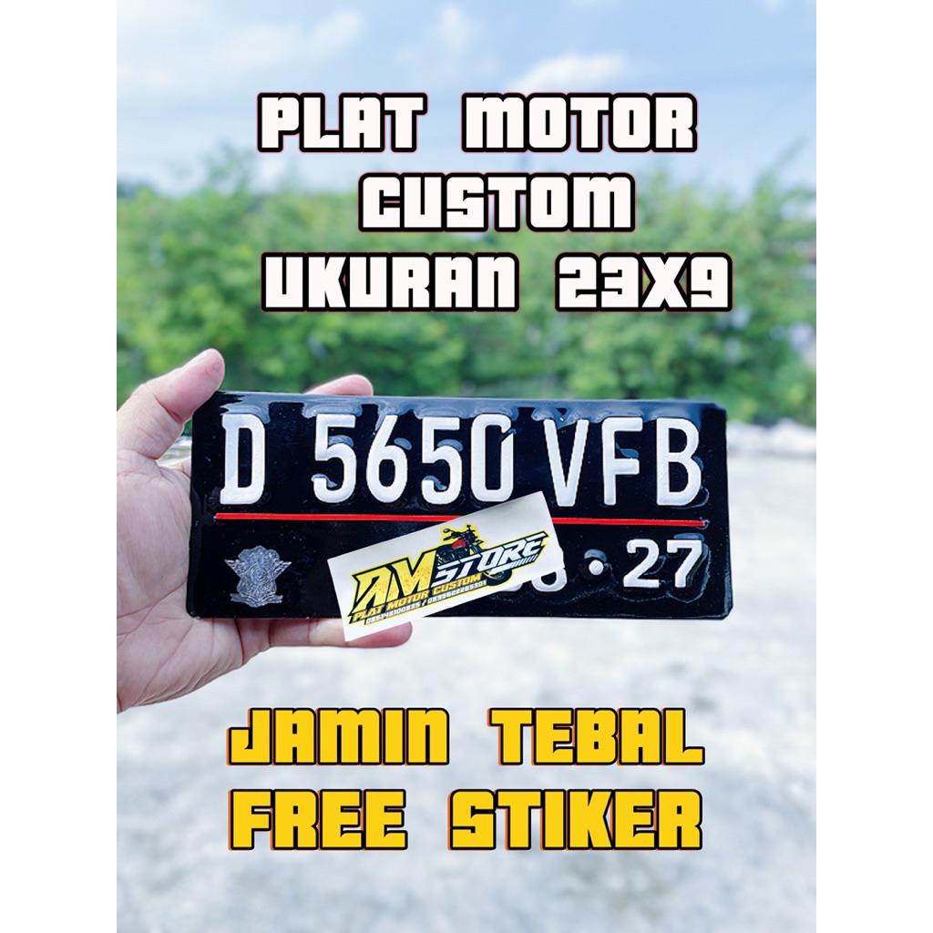 Plat nomor custom font baru warna hitam baut tanam free reqeust anam dan stiker satu biji