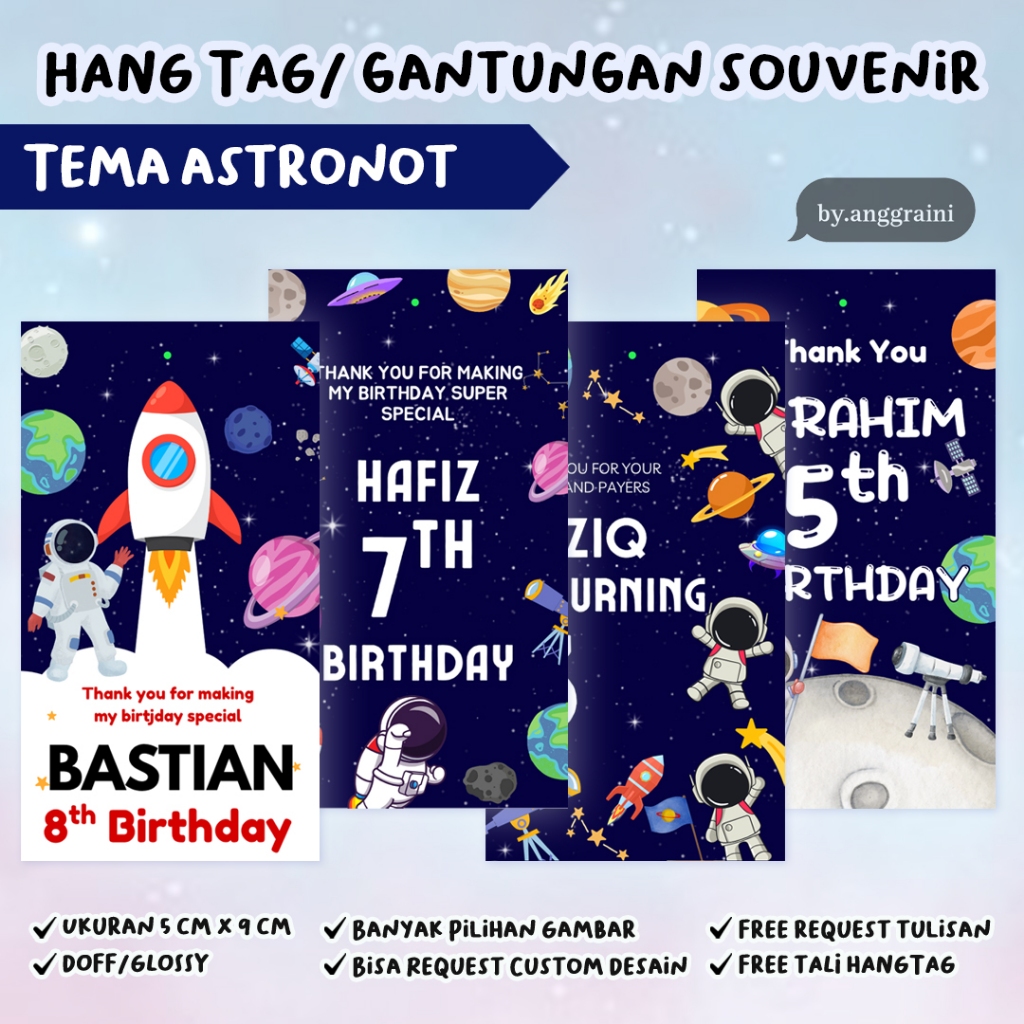 Hang Tag Ulang Tahun ASTRONOT Custom - Birthday Tag - Thank You Card - Kartu Ucapan Ulang Tahun - So