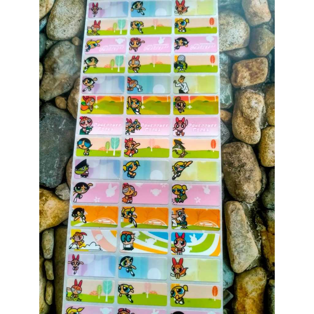 

Stiker Label Nama Name Sticker Waterproof Anti Air Power Puff Girl