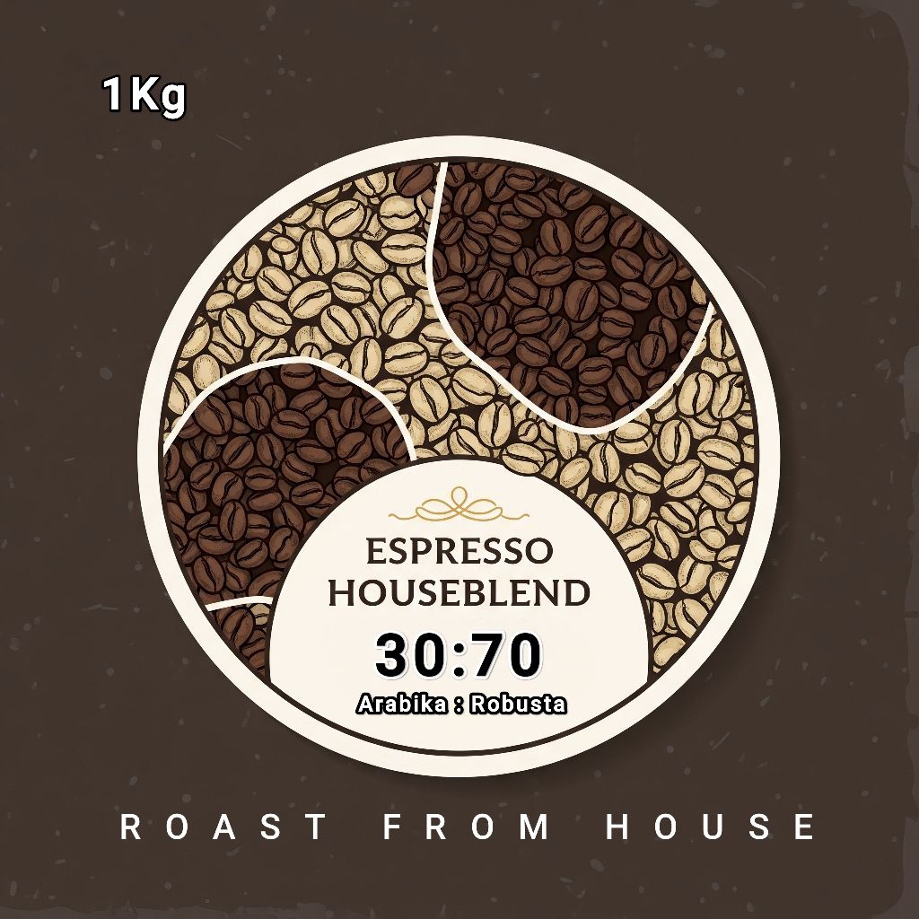 

BIJI KOPI 1 KG ESPRESSO HOUSE BLEND ARABIKA ROBUSTA 30:70 ROASTED BEANS