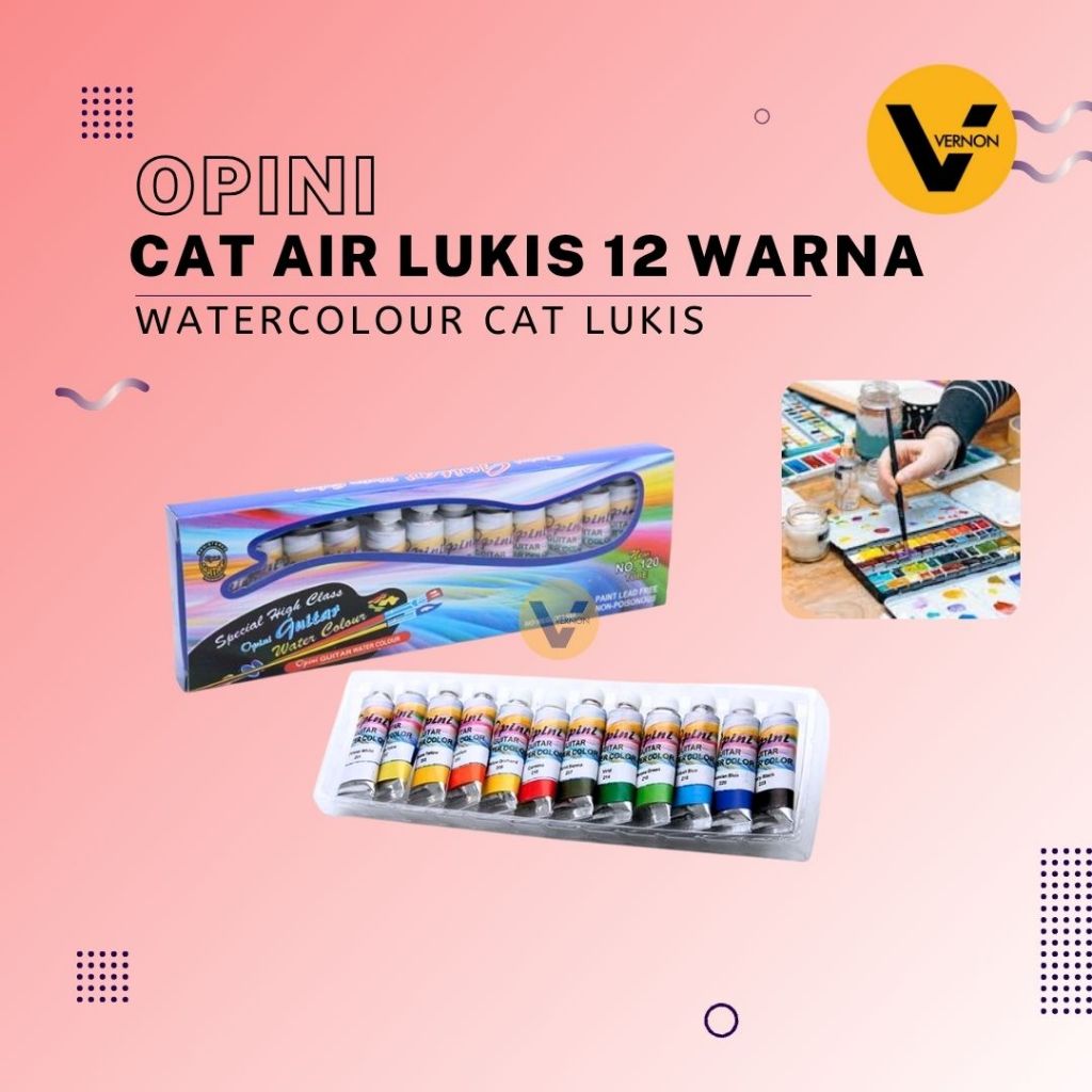 

Cat Air Cat Lukis Watercolor OPINI Water Colur 12 Warna
