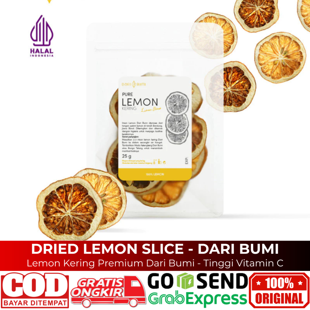 

Dari Bumi Lemon Kering Dried Lemon Slice Premium 25 Gr 100% Sehat Lemon Pilihan Tinggi Vitamin C