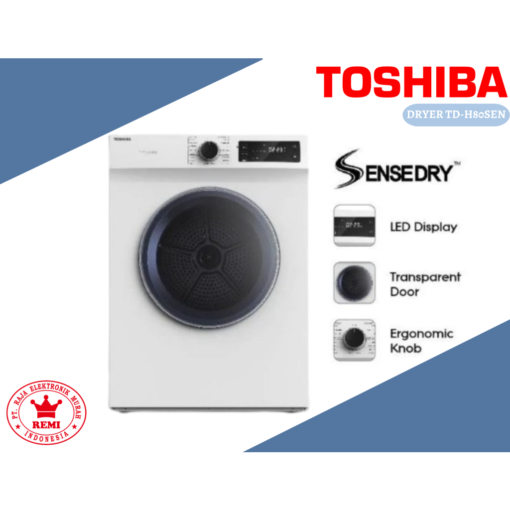 TOSHIBA TD-H80SEN FRONT LOAD DRYER MACHINE 7KG MESIN PENGERING PAKAIAN