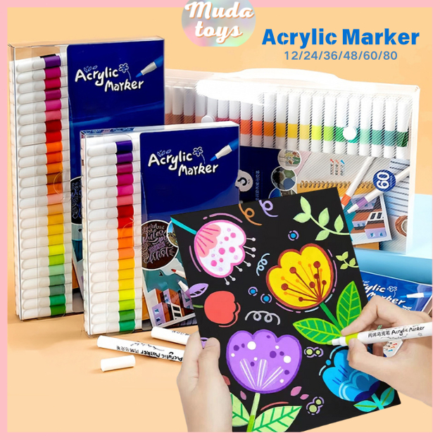 

Muds Toys Spidol Acrylic Marker/Pen Akrilik Marker Warna Cepat Kering Tahan Air/Drawing Warna