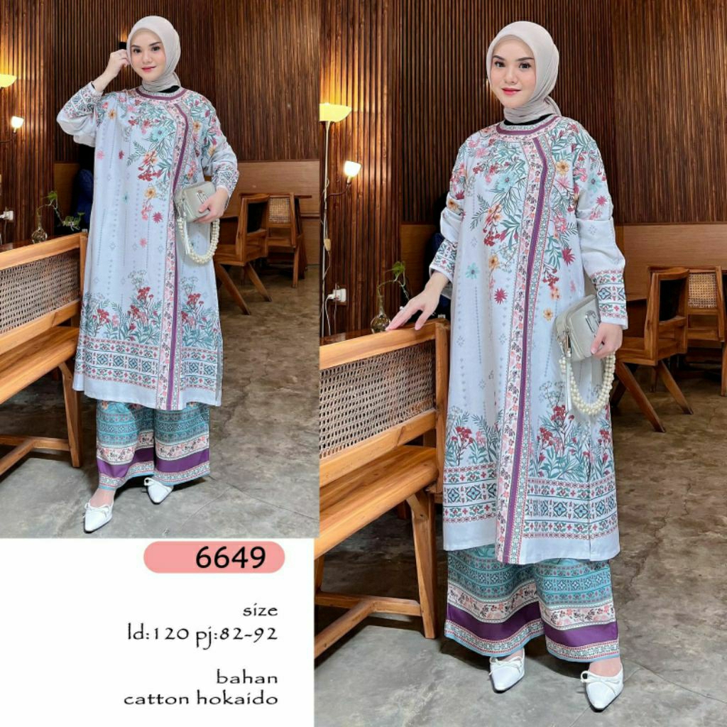 Dubai Tunik Set Pants, setelan tunik bahan katun hokaido premium fit to XXL ld 118 termurah terlaris