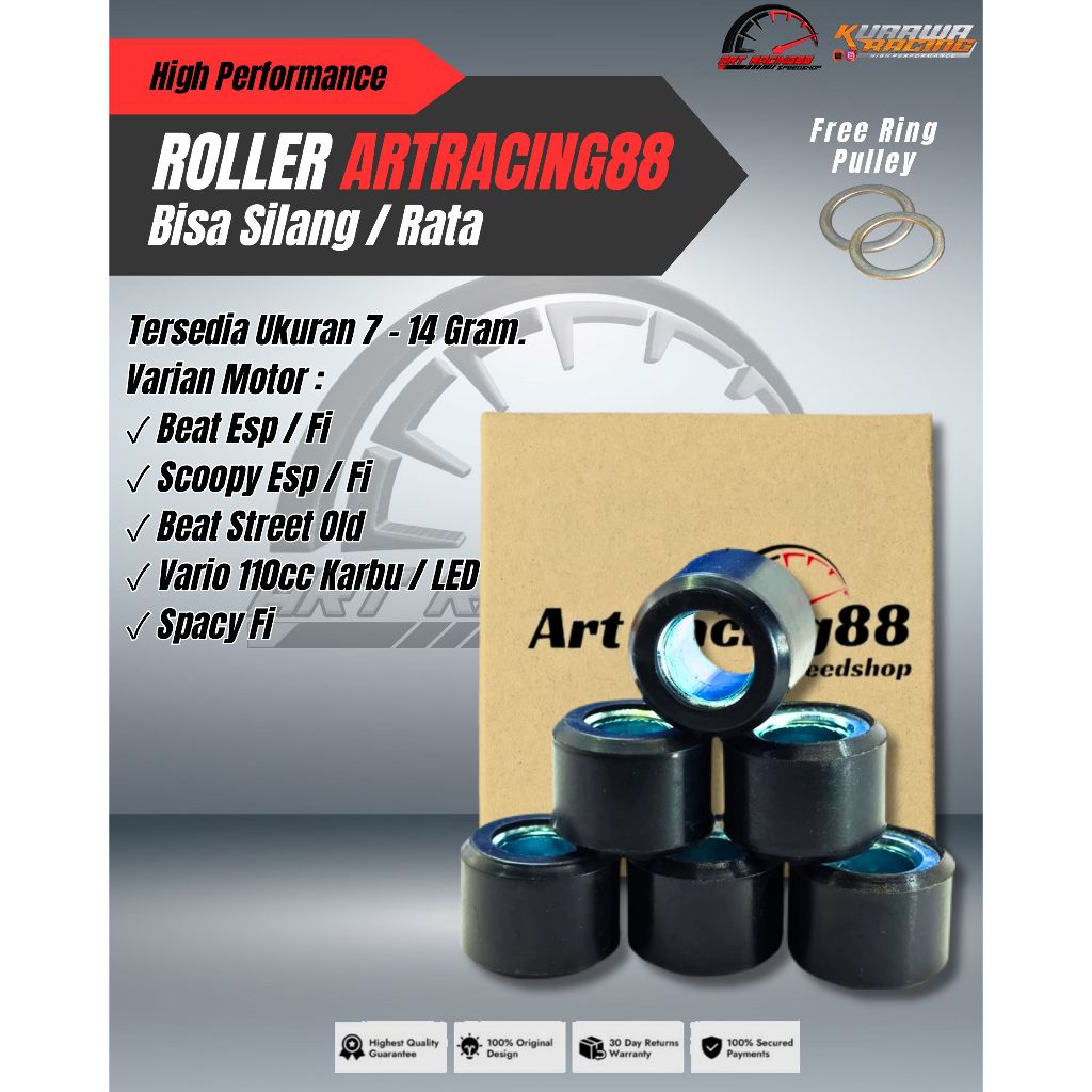 Roller beat / scoopy 1set (6pcs) KURAWA RACING /Beat FI/Beat ESP/Vario110/Scoopy Karbu/Scoopy FI/Sco