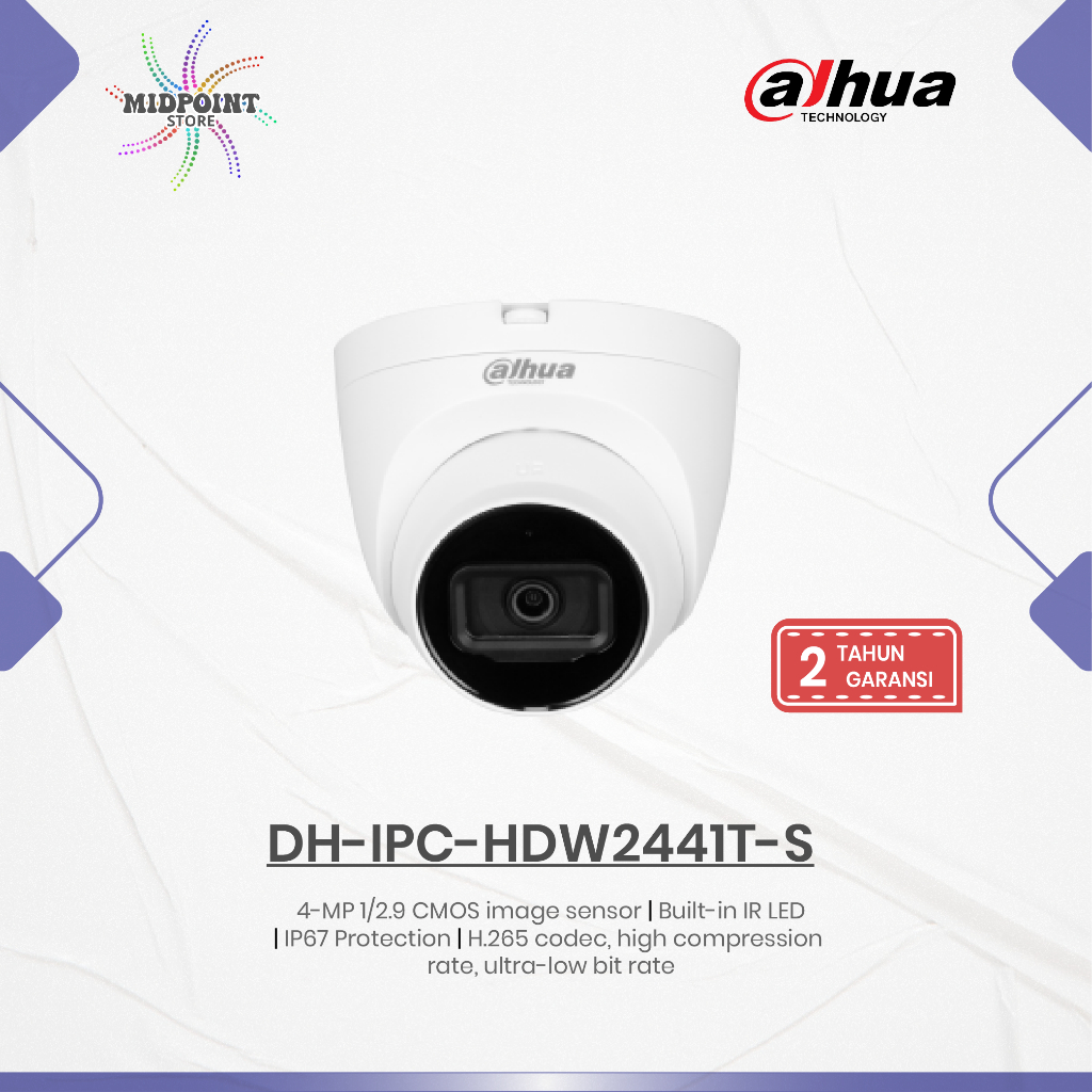 Dahua DH-IPC-HDW2241T-S Kamera IP 2MP Turret Indoor IR PoE Mic Audio WizSense Series