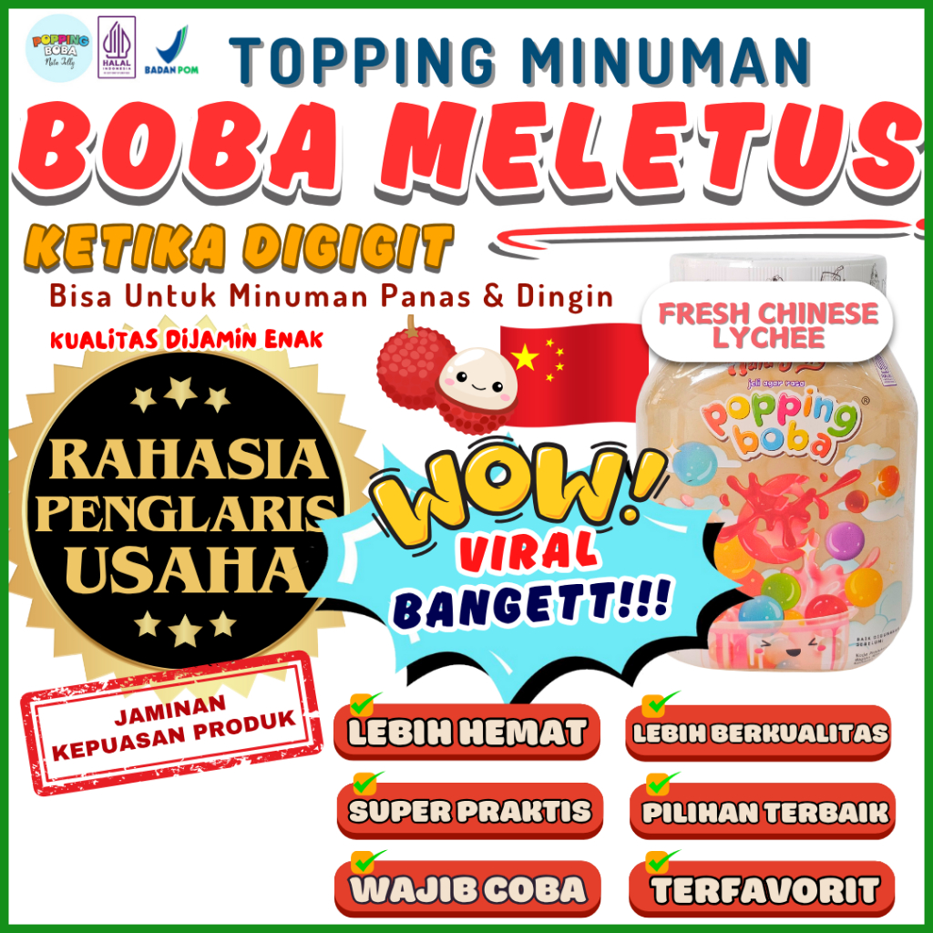 

PoppingBobaMeletusDimulutPelengkap PUDDO Bubuk Agar Jelly Powder - Popping Boba 500 Gram | Cocok Untuk Semua Jenis Minuman