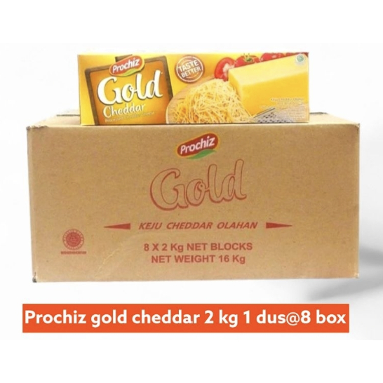 

Keju Prochiz Gold Cheddar 2KG×8 (1KARTON) Asin Gurih Parutan Panjang
