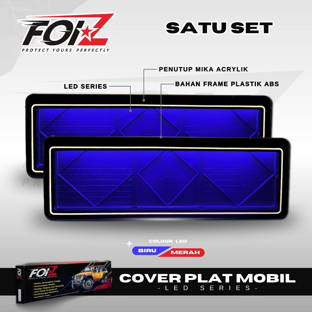 TBL Dudukan Plat Nomor Acrylik / Cover  Plat Nomor Akrilik LED 1pasang (2pcs)Slim Design