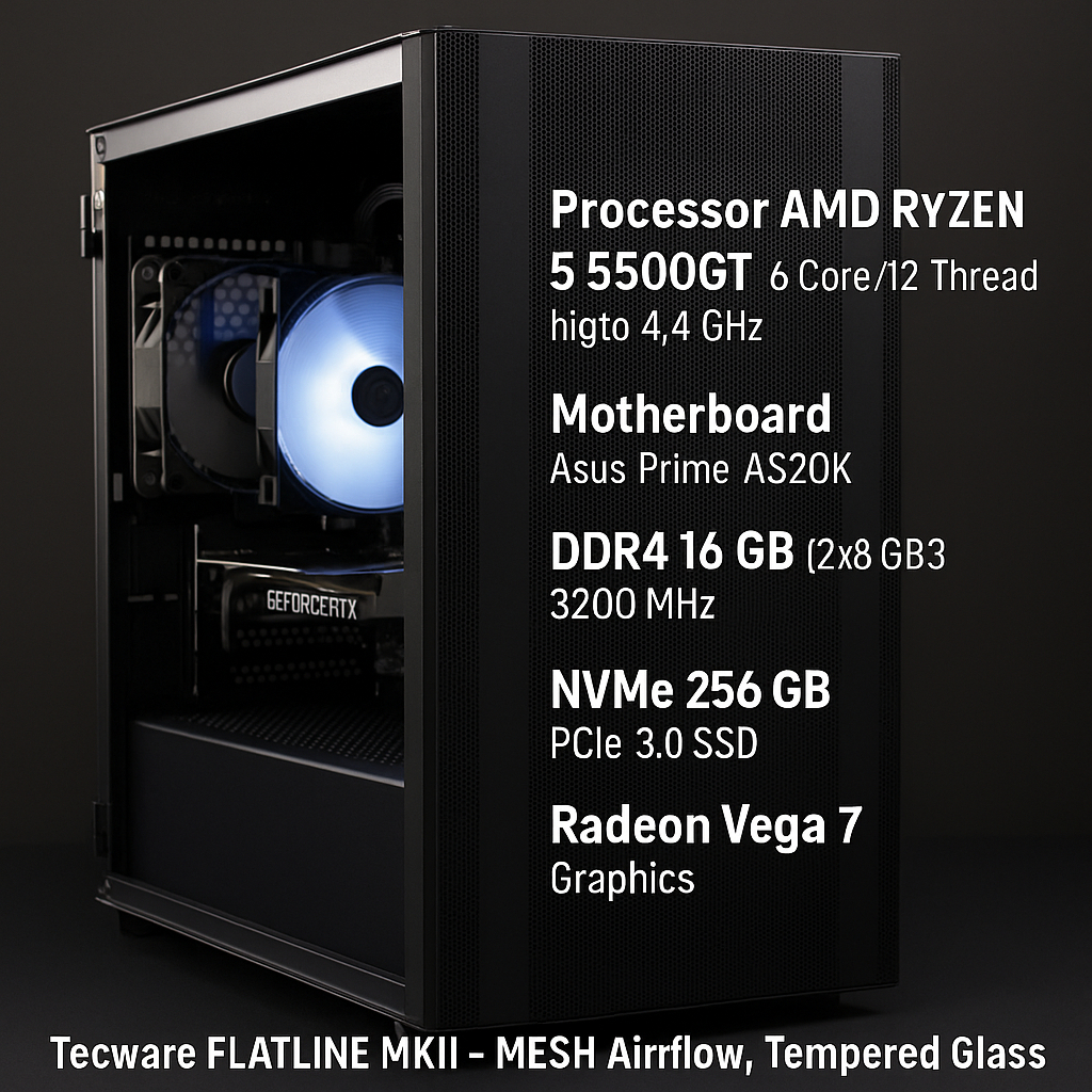 PC Asus Gaming Editing Multimedia AMD Ryzen 5 5500GT With Amd Vega 7 turboo boost