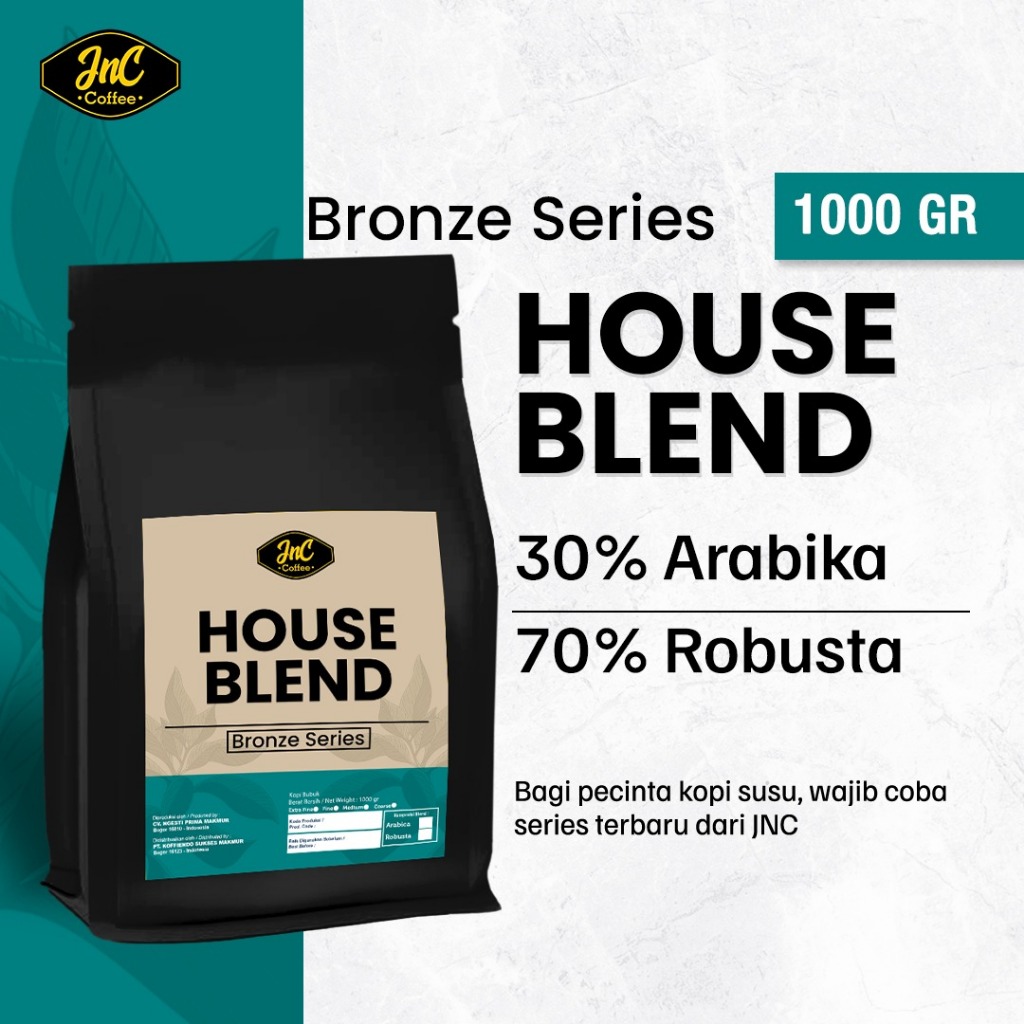

JnC House Blend Bronze 1 KG 30% Arabica 70% Robusta For Kopi Susu Kekinian