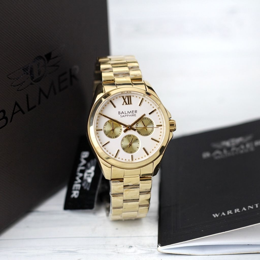 BALMER 7968 jam tangan wanita chrono multifungsi kaca sapphire all stainlees steel water resistant