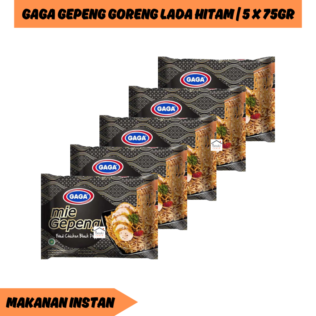 

5PCS Gaga Gepeng Mie Instan Goreng Rasa Lada Hitam