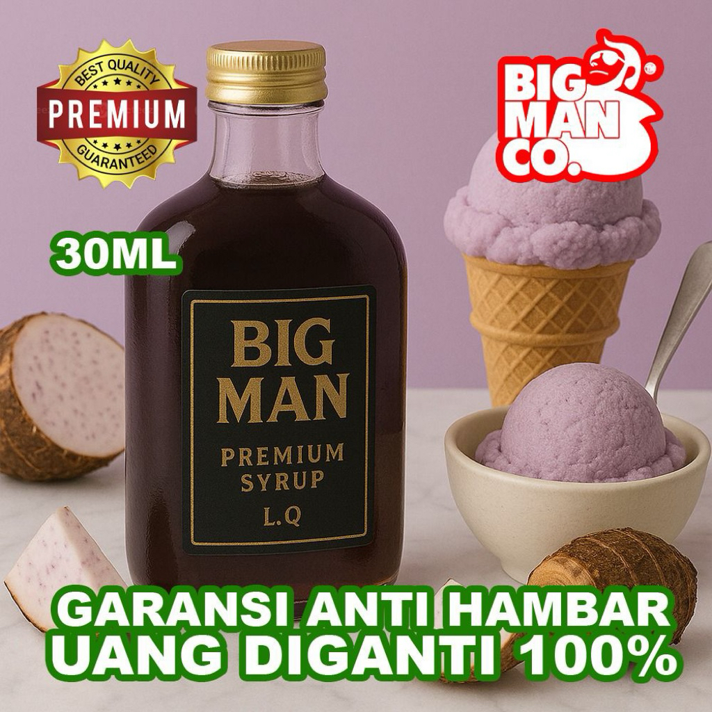 

BISA COD - BIGMAN L.Q SIRUP ICE CREAM SERIES (MEDIUM ICED) SARI BUAH MURNI GULA - TARO ICE CREAM, 30 ML