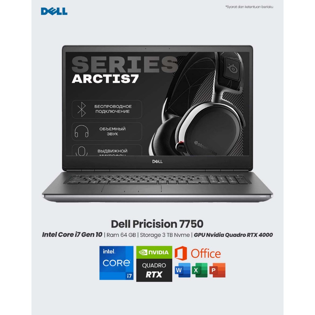Laptop Mobile Workstation Dell Pricision 7750 Core i7 Gen 10 Ram 128 GB SSD 3 TB Nvidia Quadro RTX 3