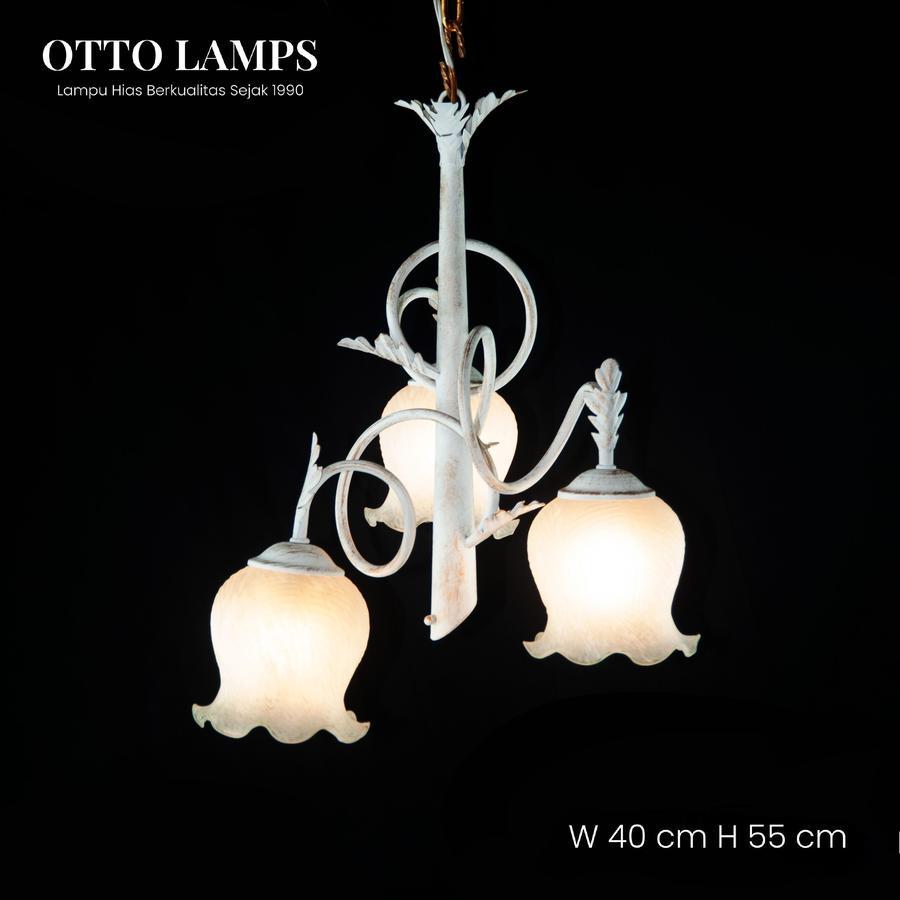 Lampu Gantung Tulip Meja Makan Ruang Teras Elegan Chic Putih Gold