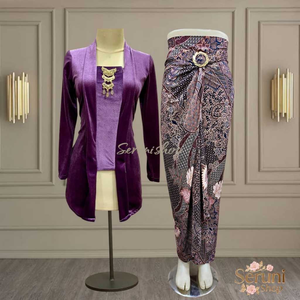Setelan Kutu Baru Beludru + Rok Lilit – Outfit Kondangan Siap Pakai / atasan kondangan