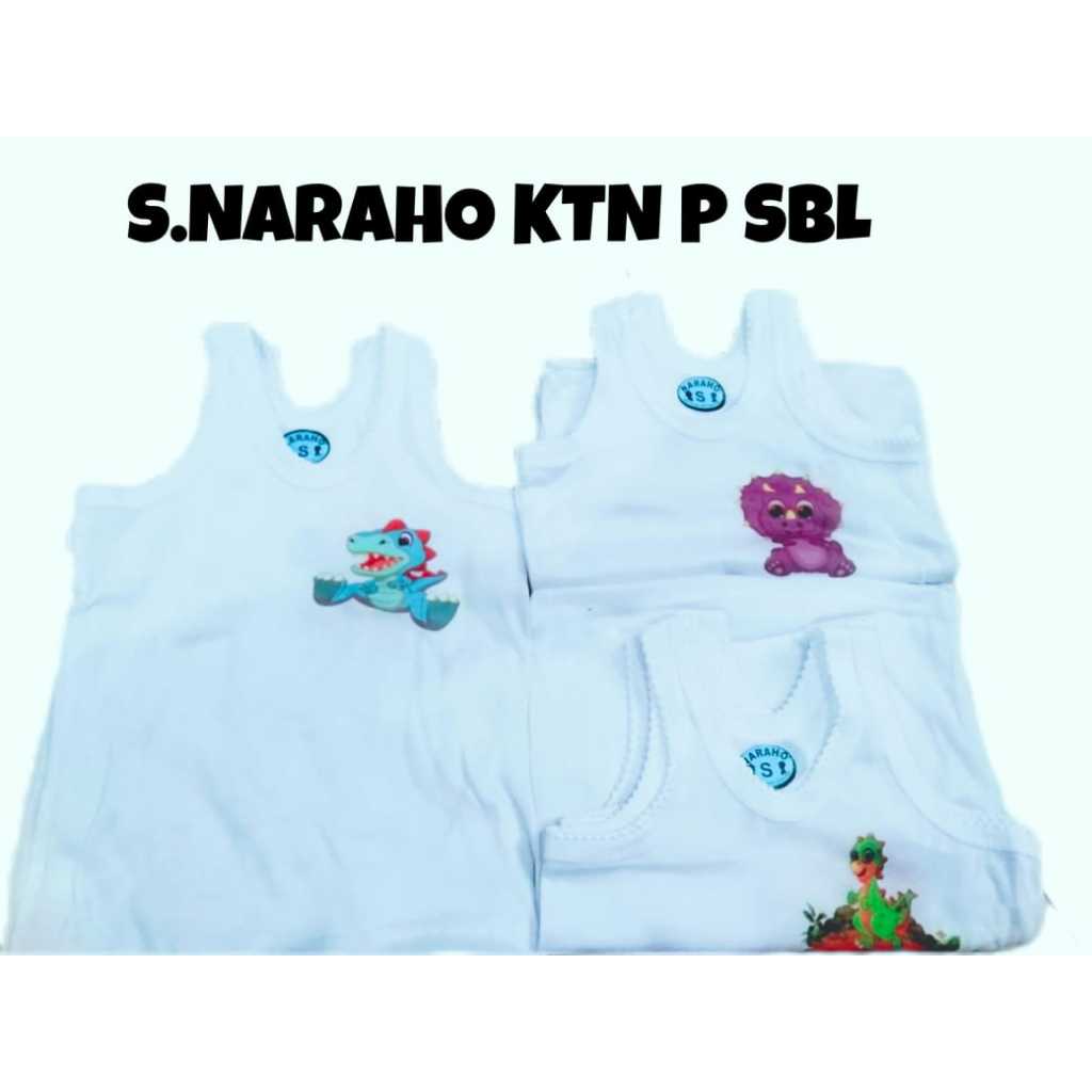 Kaos dalam anak Putih polos gambar Dino kecil