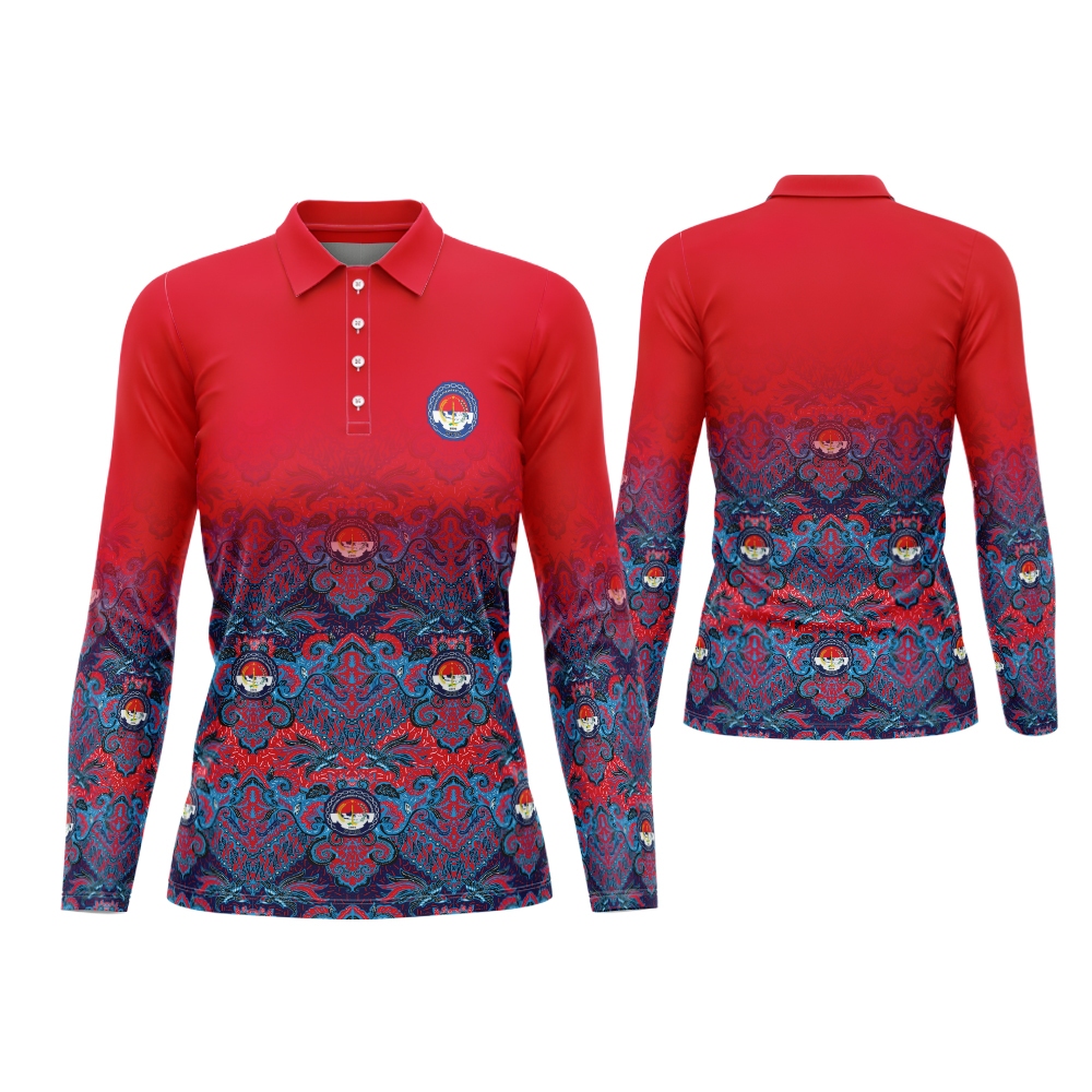 Baju Kaos Wangki/Kaos Berkerah Wanita Lengan Panjang Motif BATIK PPDI Fullprinting