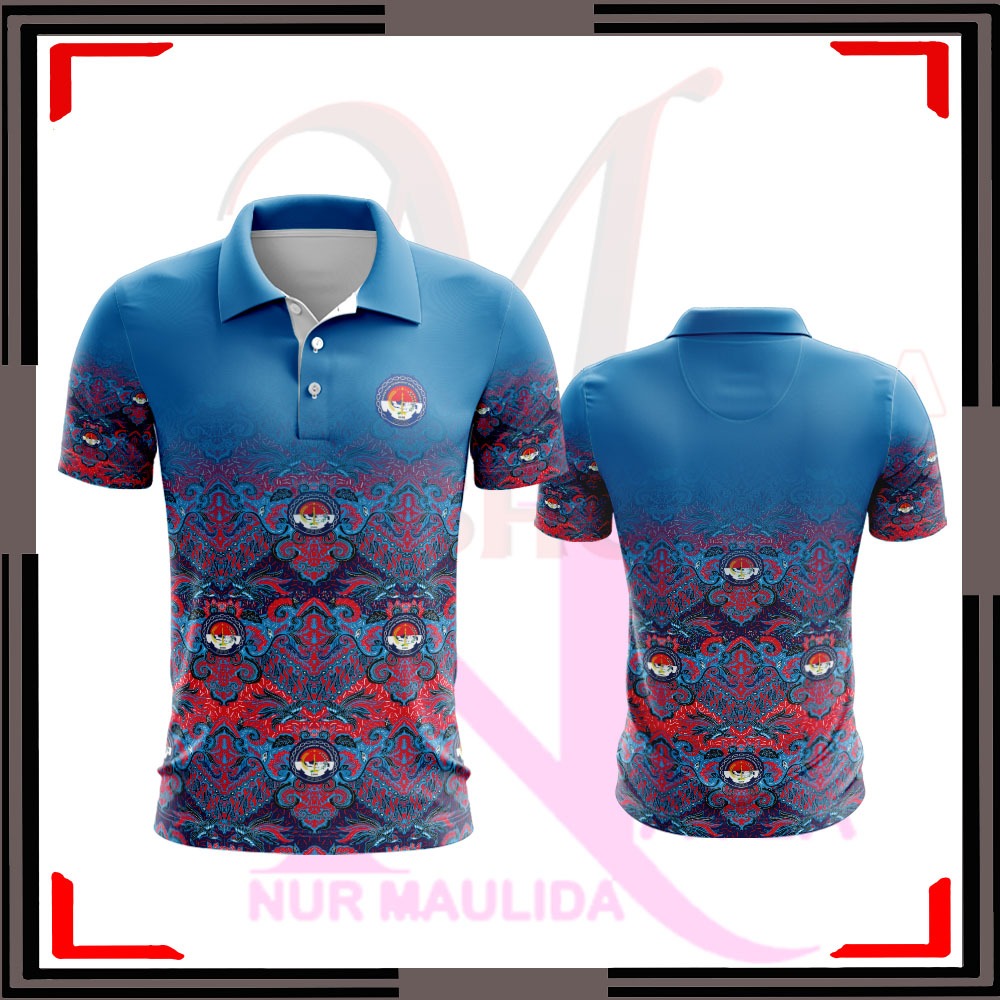 Kaos Polo Shirt Pria Dewasa Tangan Pendek Motif Batik PPDI Fullprint Keren