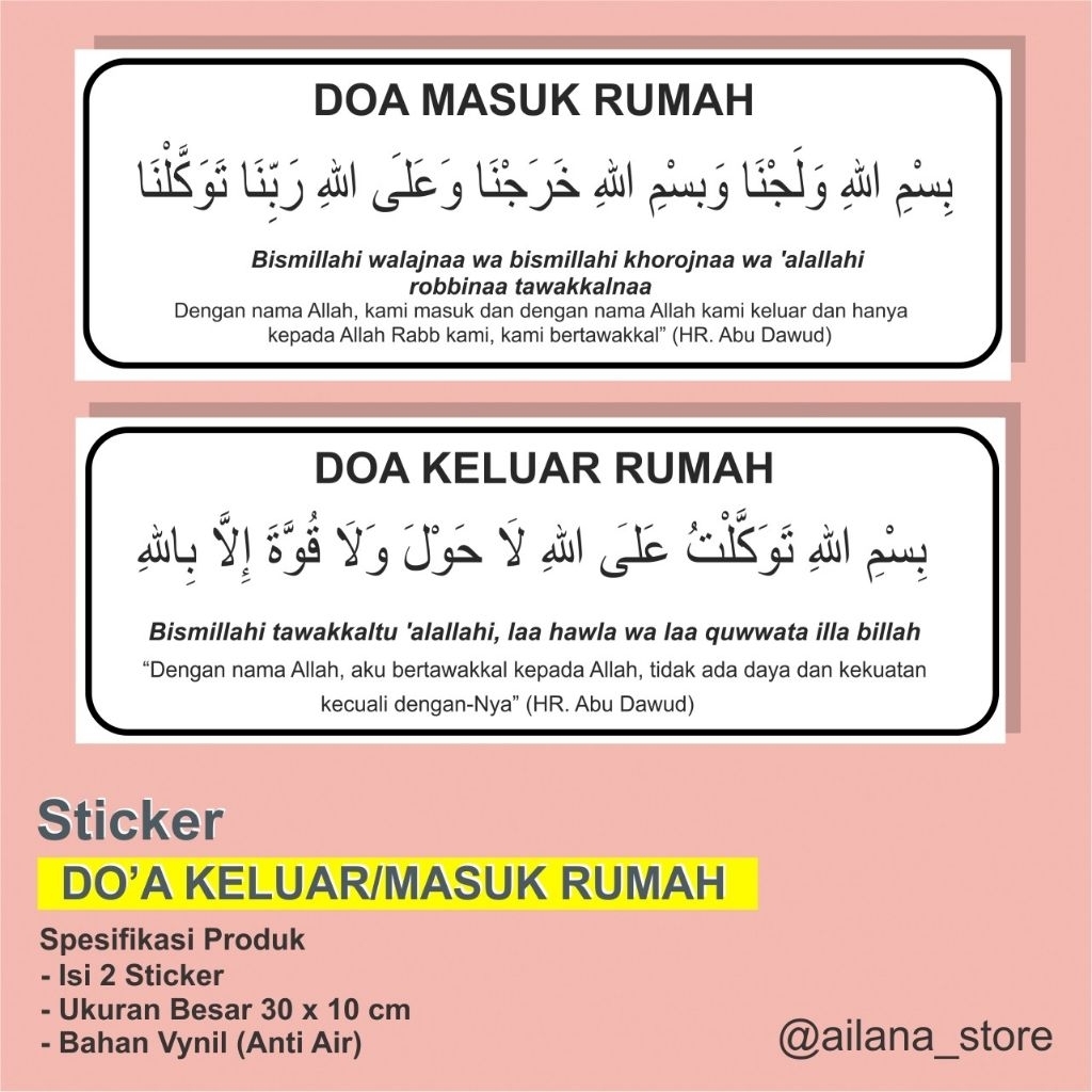 STICKER DOA KELUAR MASUK RUMAH UKURAN BESAR • ANTI AIR
