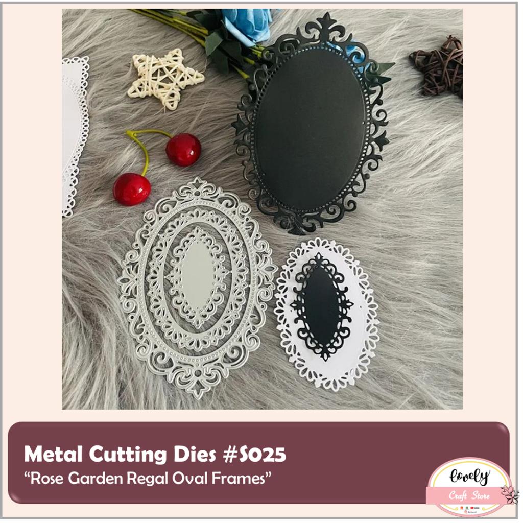 

LovelyCraftStore | Metal cutting dies - 3pcs/set metal cutting dies oval frame dies utk bahan mahar, journal, cards, stencil #025