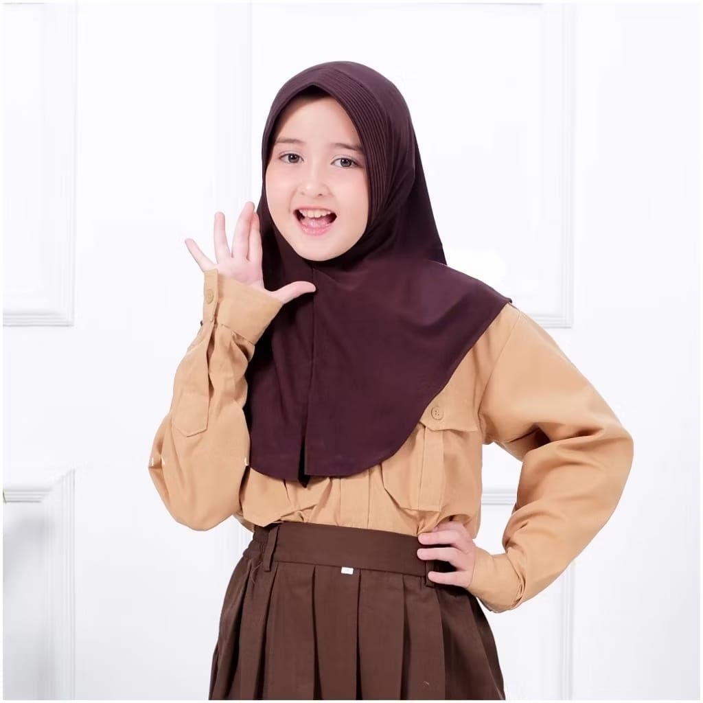 Jilbab SD Pramuka/Hijab Anak Sekolah Bahan Jersey Premium