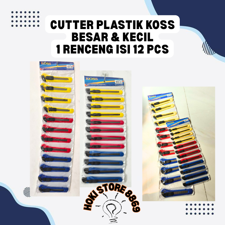 

12 PCS CUTTER PLASTIK BESAR & KECIL CUTTER KOSS TAJAM TAHAN LAMA