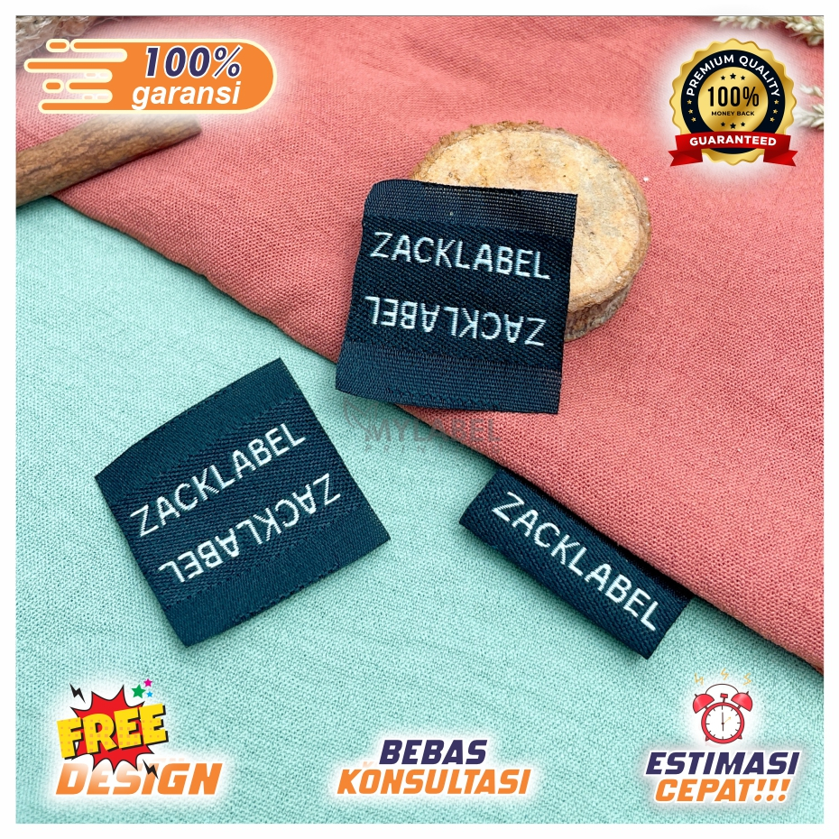 Label Slip/Woven Custom Slip/Label Rajut/Label Bordir/Label Samping/Label Lipat/Label Custom/