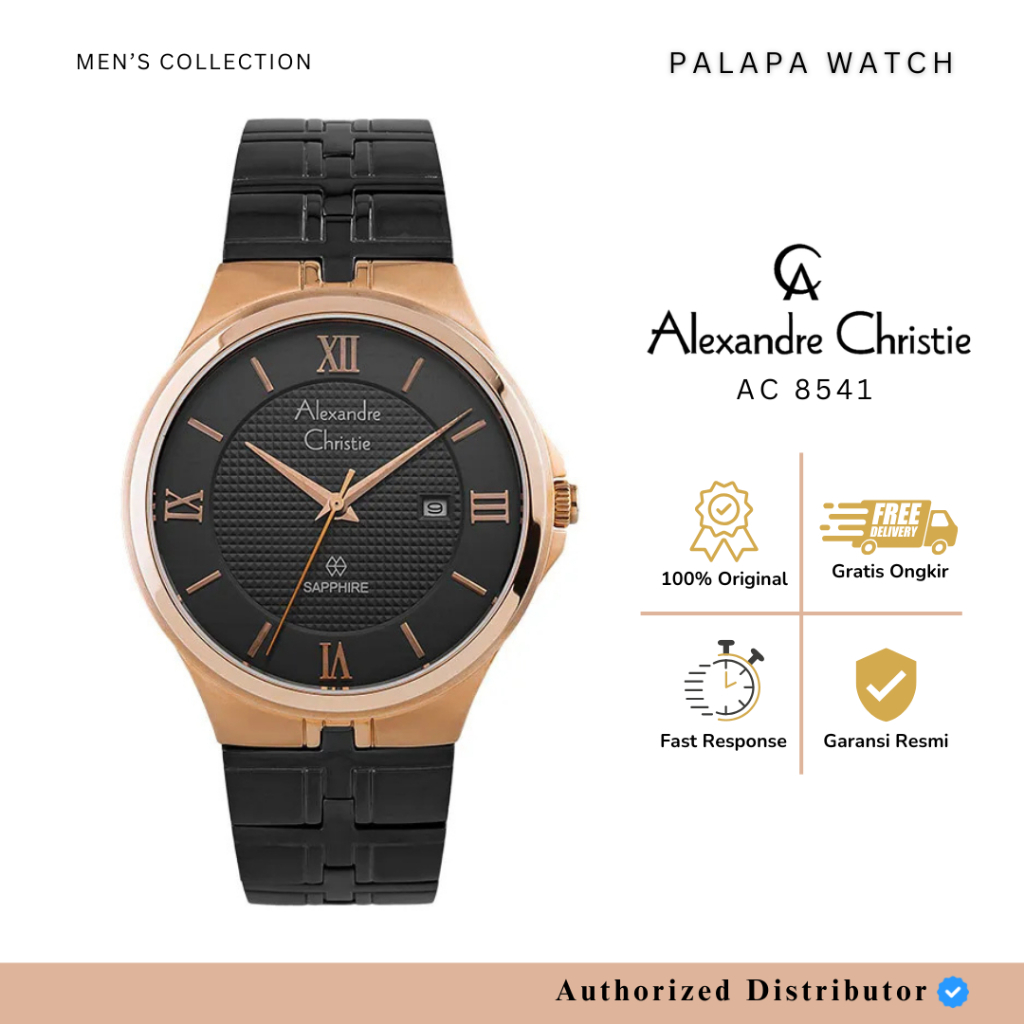 Jam Tangan Pria Alexandre Christie AC 8541 / AC8541 Rosegold Black Original