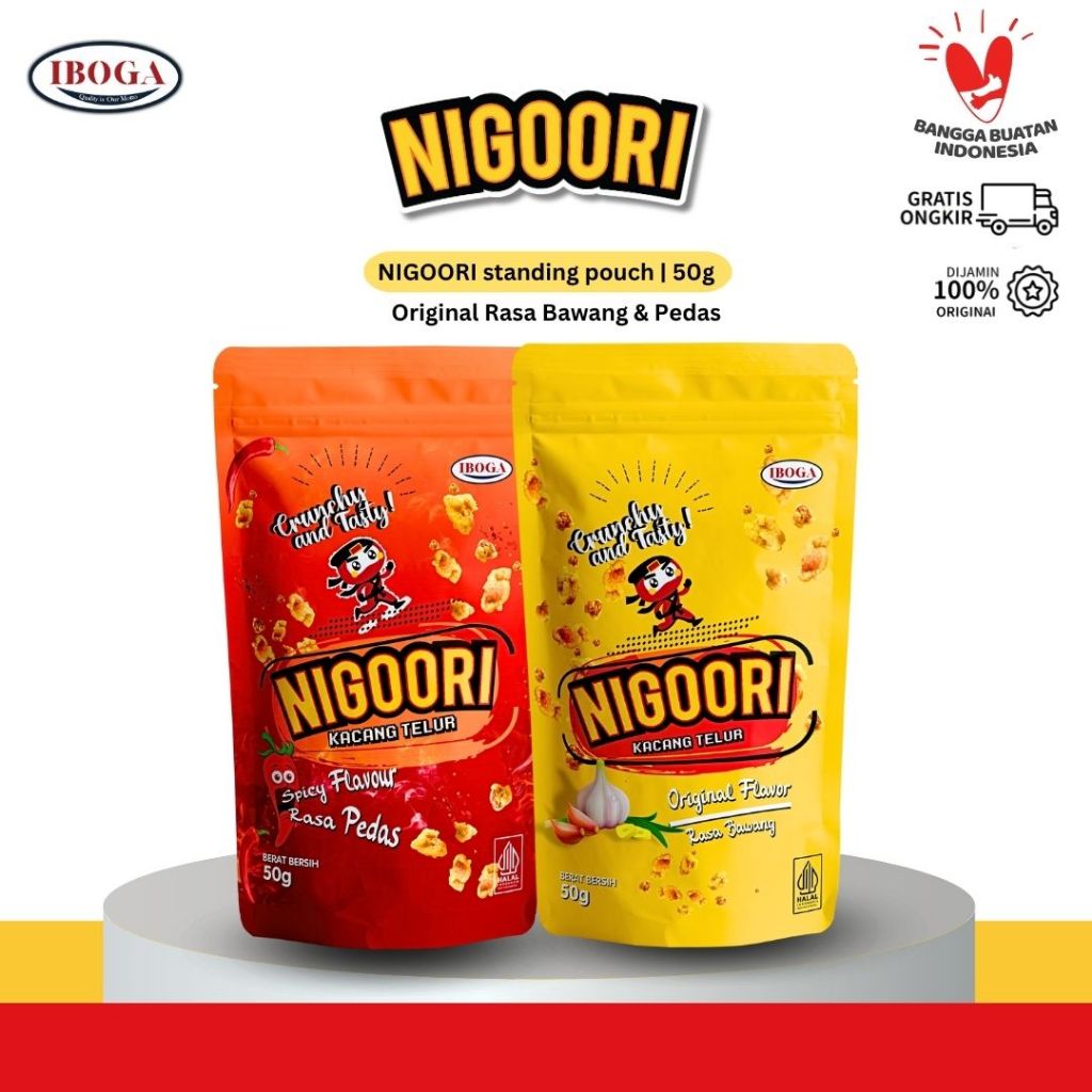 

[BELI 1 GRATIS 1] NIGOORI - MIX POUCH 50 GRAM, CAMILAN KACANG TELUR MEDAN & KRIBO, ORIGINAL RASA BAWANG PEDAS