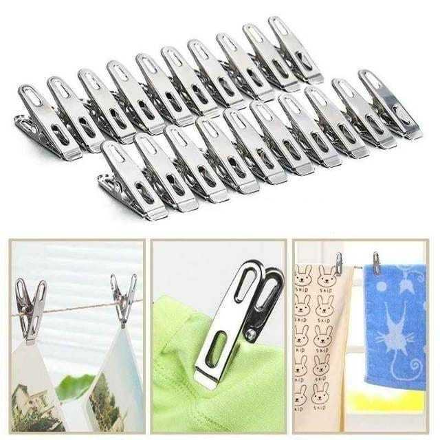 Jepitan Jemuran Stainless Anti Karat Serbaguna / Jepitan Baju Kertas / Jepitan Besi Klip Jepit Baju 