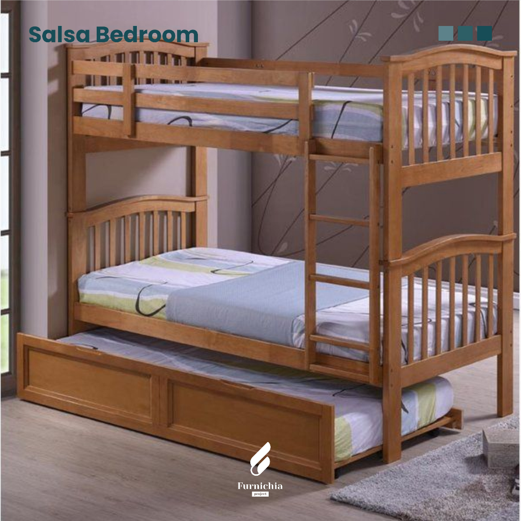 Ranjang Anak tingkat 3 bed, Kasur tingkat 3 bed, Ranjang tidur anak tingkat 3, Ranjang anak kayu jat