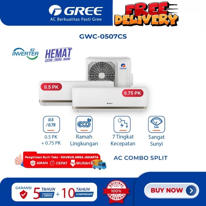GREE AC Combo Split -3/4 PK + 3/4 PK - Inverter - GWC-0707CS(S)