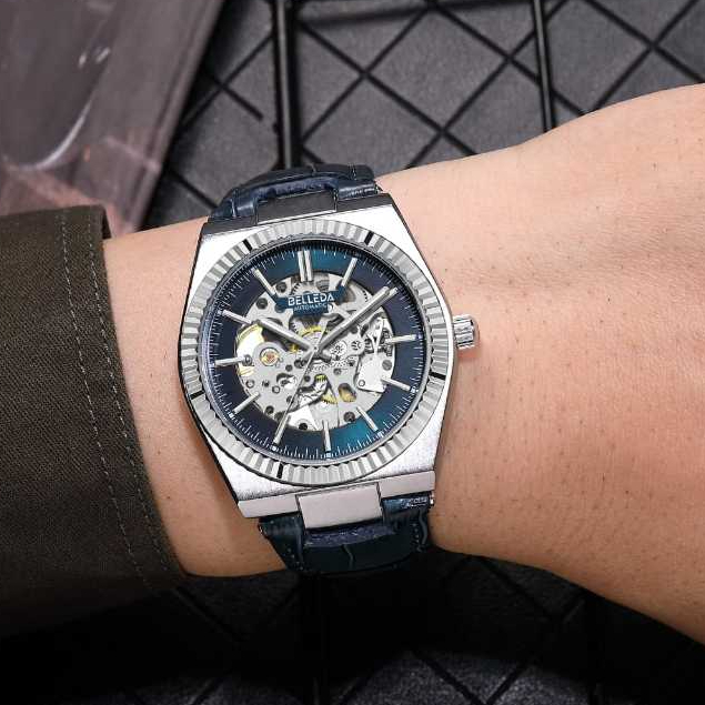 Jam Tangan Pria Belleda 9542 TaliKulit Anti Air 3 Atm Mekanik Automatic Mewah Original Watches