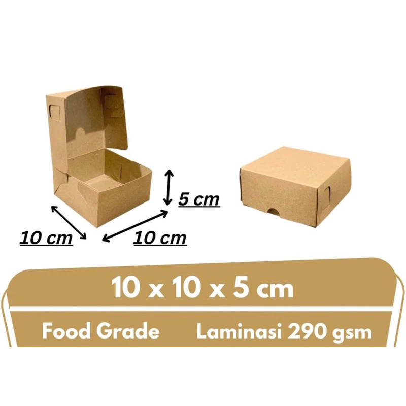 

50pcs Paper Lunch Box Kraft 10x10x5 cm Takoyaki Laminasi