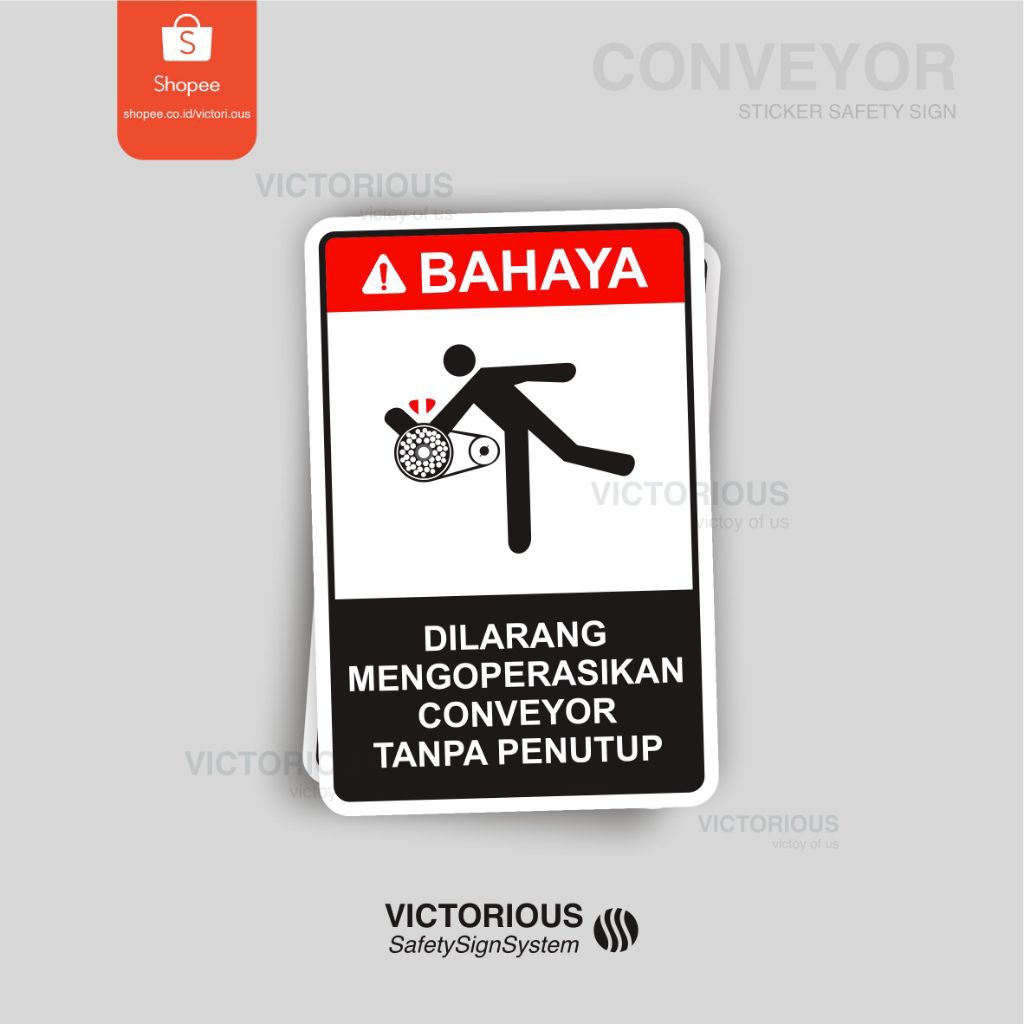 

Sticker Safety Sign K3 Conveyor | Dilarang Mengoperasikan Conveyor Tanpa Penutup