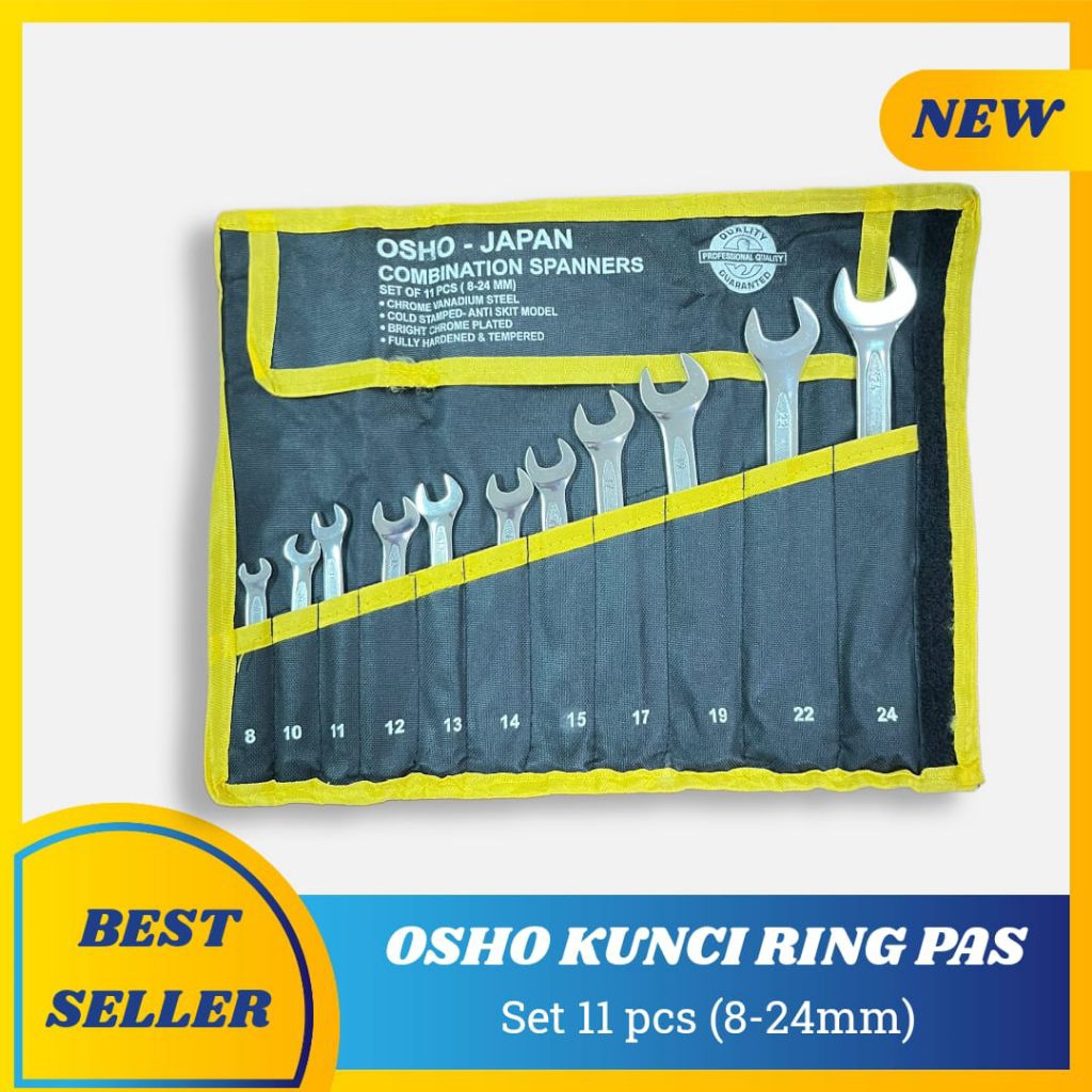 Kunci Ring Pas OSHO JAPAN Set 11 pcs 8-24mm