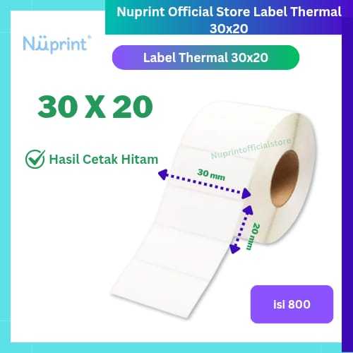 

NUPRINT Label Thermal 30x20 (1 LINE) Isi 800 Pcs