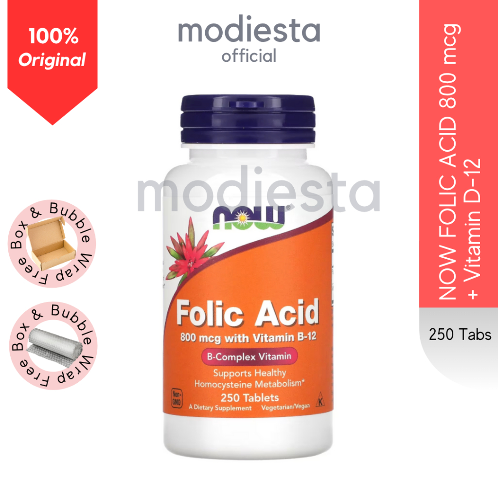 NOW FOLIC ACID 800 MCG VITAMIN B-12 250 KAPSUL ASAM FOLAT